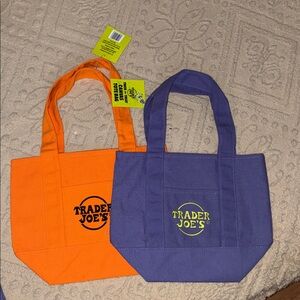 Trader Joe's Orange and Purple Tote Bags